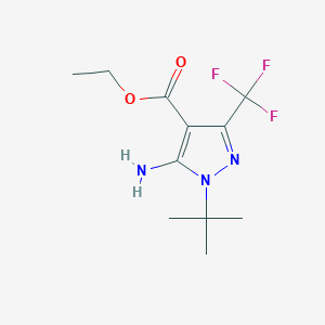 molecular formula C11H16F3N3O2 B13935273 Ethyl 5-amino-1-tert-butyl-3-(trifluoromethyl)-1H-pyrazole-4-carboxylate 