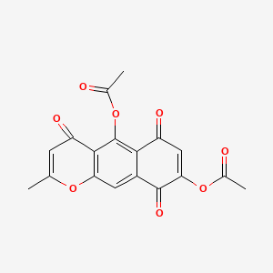 molecular formula C18H12O8 B13935281 4H-Naphtho[2,3-b]pyran-4,6,9-trione, 5,8-bis(acetyloxy)-2-methyl- CAS No. 62681-87-2