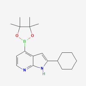 molecular formula C19H27BN2O2 B13935283 2-cyclohexyl-4-(4,4,5,5-tetramethyl-1,3,2-dioxaborolan-2-yl)-1H-pyrrolo[2,3-b]pyridine 