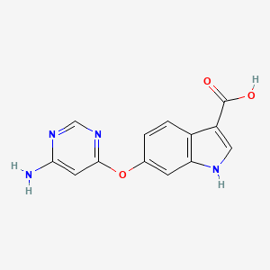 molecular formula C13H10N4O3 B13935310 6-[(6-Aminopyrimidin-4-yl)oxy]-1H-indole-3-carboxylic acid CAS No. 890130-07-1