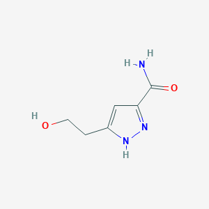 molecular formula C6H9N3O2 B1393540 5-(2-羟乙基)-1H-吡唑-3-甲酰胺 CAS No. 1312205-25-6