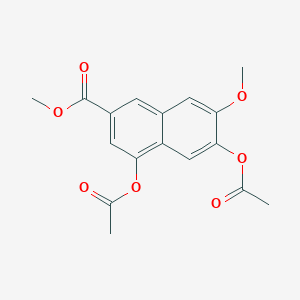 molecular formula C17H16O7 B13935423 2-Naphthalenecarboxylic acid, 4,6-bis(acetyloxy)-7-methoxy-, methyl ester 