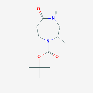 molecular formula C11H20N2O3 B1393544 叔丁基 2-甲基-5-氧代-1,4-二氮杂环戊烷-1-甲酸酯 CAS No. 1255147-73-9