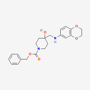 molecular formula C22H26N2O5 B13935541 4-[(2,3-Dihydrobenzo[1,4]dioxin-6-ylamino)methyl]-4-hydroxypiperidine-1-carboxylic acid benzyl ester 