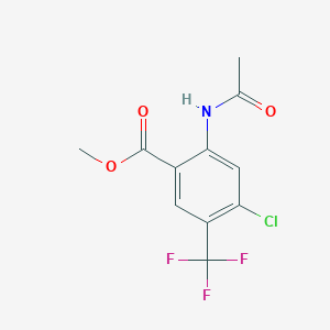 molecular formula C11H9ClF3NO3 B13935634 Methyl 2-acetamido-4-chloro-5-(trifluoromethyl)benzoate 