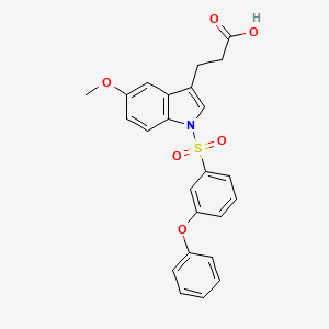 molecular formula C24H21NO6S B13935655 3-[5-Methoxy-1-(3-phenoxy-benzenesulfonyl)-1h-indol-3-yl]-propionic acid 