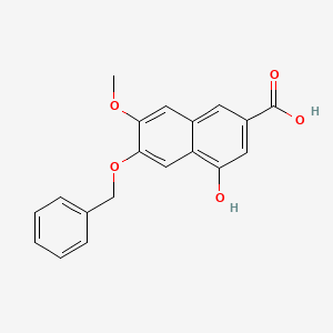 molecular formula C19H16O5 B13935699 2-Naphthalenecarboxylic acid, 4-hydroxy-7-methoxy-6-(phenylmethoxy)- 