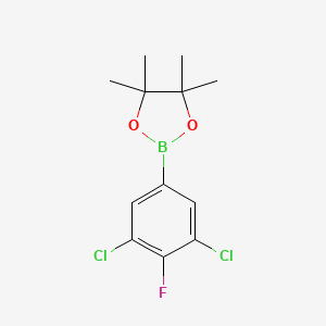 molecular formula C12H14BCl2FO2 B1393670 2-(3,5-二氯-4-氟苯基)-4,4,5,5-四甲基-1,3,2-二氧杂硼环丁烷 CAS No. 1092485-88-5