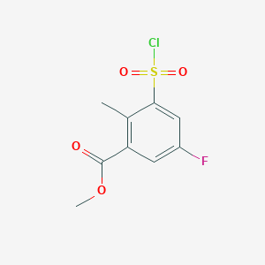 molecular formula C9H8ClFO4S B13936839 Methyl 3-(chlorosulfonyl)-5-fluoro-2-methylbenzoate 