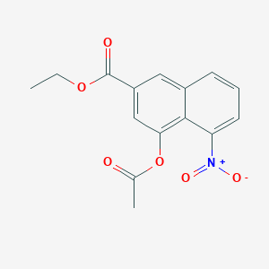 molecular formula C15H13NO6 B13936923 4-(Acetyloxy)-5-nitro-2-naphthalenecarboxylic acid ethyl ester 