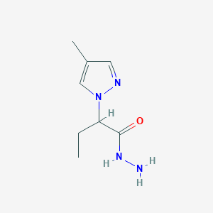 molecular formula C8H14N4O B1393698 2-(4-Methyl-1H-pyrazol-1-yl)butanohydrazide CAS No. 1255147-49-9