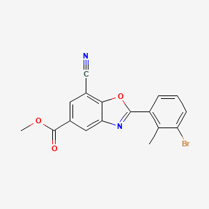 molecular formula C17H11BrN2O3 B13937088 Methyl 2-(3-bromo-2-methylphenyl)-7-cyanobenzo[d]oxazole-5-carboxylate 