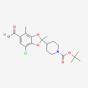 2-{1-[(Tert-butoxy)carbonyl]piperidin-4-yl}-7-chloro-2,4-dimethyl-1,3-benzodioxole-5-carboxylic acid