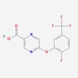 molecular formula C12H6F4N2O3 B1393725 5-[2-氟-5-(三氟甲基)苯氧基]吡嗪-2-羧酸 CAS No. 1255146-91-8