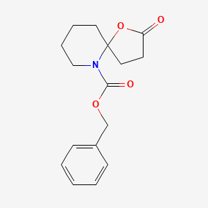 molecular formula C16H19NO4 B13937432 1-Oxa-6-azaspiro[4.5]decane-6-carboxylic acid, 2-oxo-, phenylmethyl ester 