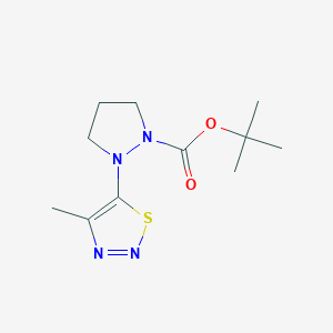 molecular formula C11H18N4O2S B1393746 tert-Butyl 2-(4-Methyl-1,2,3-thiadiazol-5-yl)pyrazolidine-1-carboxylate CAS No. 1217027-69-4