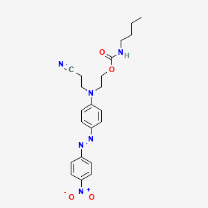 molecular formula C22H26N6O4 B13937460 Carbamic acid, butyl-, 2-[(2-cyanoethyl)[4-[(4-nitrophenyl)azo]phenyl]amino]ethyl ester CAS No. 61556-47-6