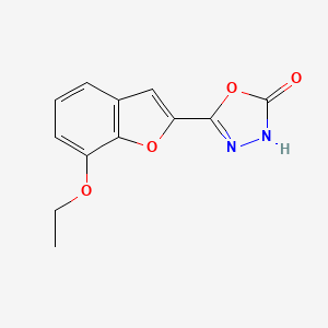 molecular formula C12H10N2O4 B1393750 5-(7-Ethoxy-1-benzofuran-2-yl)-1,3,4-oxadiazol-2(3H)-one CAS No. 1216537-96-0