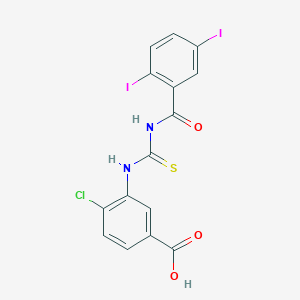 molecular formula C15H9ClI2N2O3S B13937580 4-Chloro-3-[(2,5-diiodobenzoyl)carbamothioylamino]benzoic acid CAS No. 532386-11-1