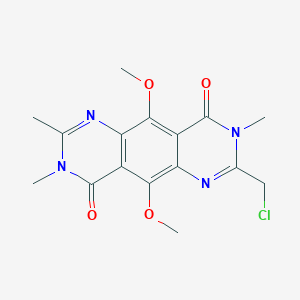 molecular formula C16H17ClN4O4 B139376 2-(Chloromethyl)-5,10-dimethoxy-3,7,8-trimethylpyrimido[4,5-g]quinazoline-4,9-dione CAS No. 143430-53-9