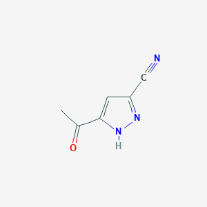 molecular formula C6H5N3O B13937626 5-Acetyl-1H-pyrazole-3-carbonitrile 