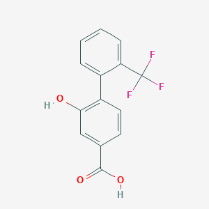 molecular formula C14H9F3O3 B1393779 3-羟基-4-(2-三氟甲基苯基)苯甲酸 CAS No. 1261933-36-1