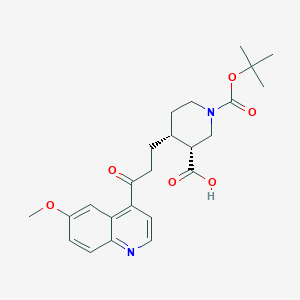 molecular formula C24H30N2O6 B1393785 (3R,4R)-1-(tert-butoxycarbonyl)-4-(3-(6-methoxyquinolin-4-yl)-3-oxopropyl)piperidine-3-carboxylic acid CAS No. 333782-31-3
