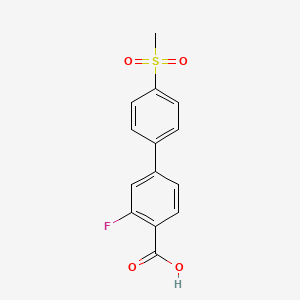 molecular formula C14H11FO4S B1393788 2-Fluoro-4-(4-methylsulfonylphenyl)benzoic acid CAS No. 1261893-45-1