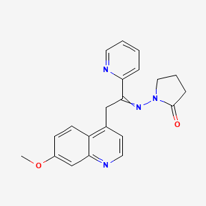 molecular formula C21H20N4O2 B13937894 1-[[2-(7-Methoxyquinolin-4-yl)-1-pyridin-2-ylethylidene]amino]pyrrolidin-2-one 