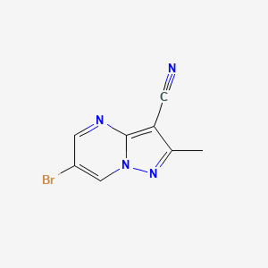 molecular formula C8H5BrN4 B1393806 6-Bromo-2-methylpyrazolo[1,5-a]pyrimidine-3-carbonitrile CAS No. 1242268-30-9