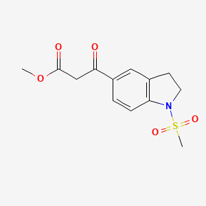 molecular formula C13H15NO5S B1393807 3-(1-甲磺酰基-2,3-二氢-1H-吲哚-5-基)-3-氧代丙酸甲酯 CAS No. 1229623-49-7