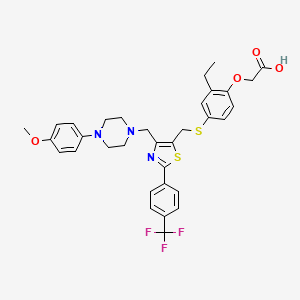 2-[2-ethyl-4-[[4-[[4-(4-methoxyphenyl)piperazin-1-yl]methyl]-2-[4-(trifluoromethyl)phenyl]-1,3-thiazol-5-yl]methylsulfanyl]phenoxy]acetic acid