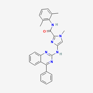 molecular formula C27H24N6O B13938191 n-(2,6-Dimethylphenyl)-1-methyl-4-[(4-phenylquinazolin-2-yl)amino]-1h-imidazole-2-carboxamide 