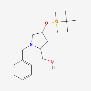 molecular formula C18H31NO2Si B13938229 (1-Benzyl-4-((tert-butyldimethylsilyl)oxy)pyrrolidin-2-yl)methanol 