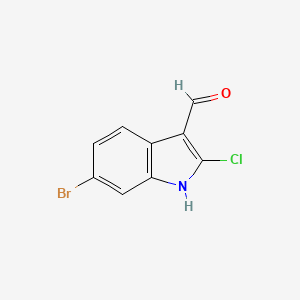 molecular formula C9H5BrClNO B1393825 6-溴-2-氯-1H-吲哚-3-甲醛 CAS No. 1221792-00-2