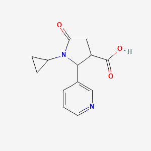 molecular formula C13H14N2O3 B1393828 1-Cyclopropyl-5-oxo-2-(pyridin-3-yl)pyrrolidin-3-carbonsäure CAS No. 1219564-01-8