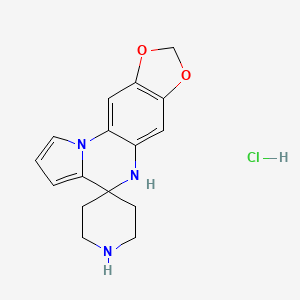 molecular formula C16H18ClN3O2 B1393831 12',14'-Dioxa-2',8'-diazaspiro[piperidine-4,7'-tetracyclo[7.7.0.0^{2,6}.0^{11,15}]hexadecane]-1'(9'),3',5',10',15'-pentaene hydrochloride CAS No. 1242267-95-3