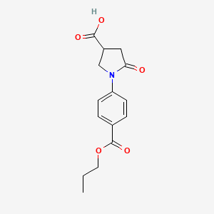 molecular formula C15H17NO5 B1393840 5-氧代-1-[4-(丙氧羰基)苯基]吡咯烷-3-羧酸 CAS No. 899762-52-8