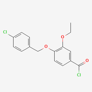 molecular formula C16H14Cl2O3 B1393856 4-[(4-氯苄氧基)氧基]-3-乙氧基苯甲酰氯 CAS No. 1160251-15-9