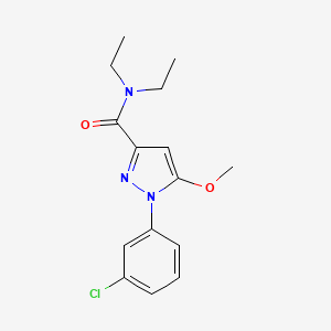 molecular formula C15H18ClN3O2 B13938604 1H-Pyrazole-3-carboxamide, 1-(3-chlorophenyl)-N,N-diethyl-5-methoxy- CAS No. 54708-75-7