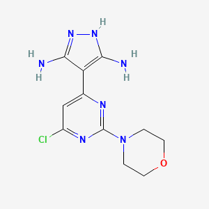 molecular formula C11H14ClN7O B13938833 4-(6-chloro-2-morpholinopyrimidin-4-yl)-1H-pyrazole-3,5-diamine 