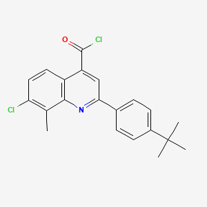 molecular formula C21H19Cl2NO B1393884 2-(4-叔丁基苯基)-7-氯-8-甲基喹啉-4-羰基氯化物 CAS No. 1160256-17-6