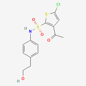 molecular formula C14H14ClNO4S2 B13938913 3-Acetyl-5-chloro-N-[4-(2-hydroxyethyl)phenyl]-thiophene-2-sulfonamide CAS No. 165117-08-8