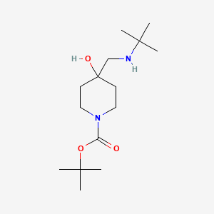 molecular formula C15H30N2O3 B13938961 Tert-butyl 4-[(tert-butylamino)methyl]-4-hydroxy-piperidine-1-carboxylate 