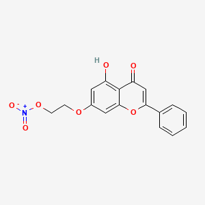 molecular formula C17H13NO7 B13939108 2-(5-hydroxy-4-oxo-2-phenyl-4H-chromen-7-yloxy)ethyl nitrate CAS No. 1141487-91-3