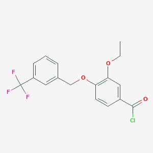 molecular formula C17H14ClF3O3 B1393921 3-Ethoxy-4-{[3-(trifluoromethyl)benzyl]oxy}benzoyl chloride CAS No. 1160260-50-3