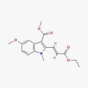 B13939305 1H-Indole-3-carboxylic acid, 2-(3-ethoxy-3-oxo-1-propenyl)-5-methoxy-1-methyl-, methyl ester, (E)- CAS No. 152593-21-0