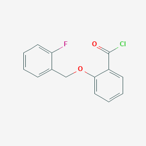molecular formula C14H10ClFO2 B1393946 2-[(2-Fluorobenzyl)oxy]benzoyl chloride CAS No. 1160249-73-9