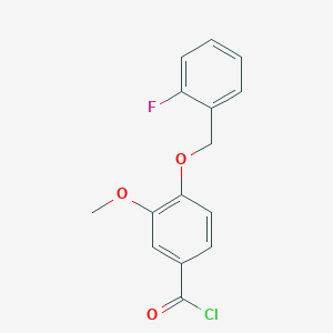 molecular formula C15H12ClFO3 B1393948 4-[(2-Fluorobenzyl)oxy]-3-methoxybenzoyl chloride CAS No. 926028-23-1