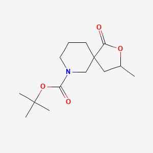 molecular formula C14H23NO4 B13939712 2-Oxa-7-azaspiro[4.5]decane-7-carboxylic acid, 3-methyl-1-oxo-, 1,1-dimethylethyl ester 